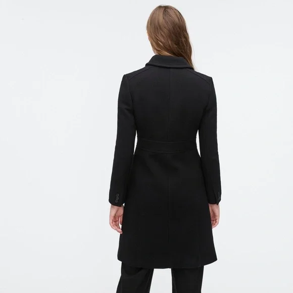 J. Crew Black Classic Lady Day Coat In Italian Double-cloth Wool With Th - Picture 3 of 16